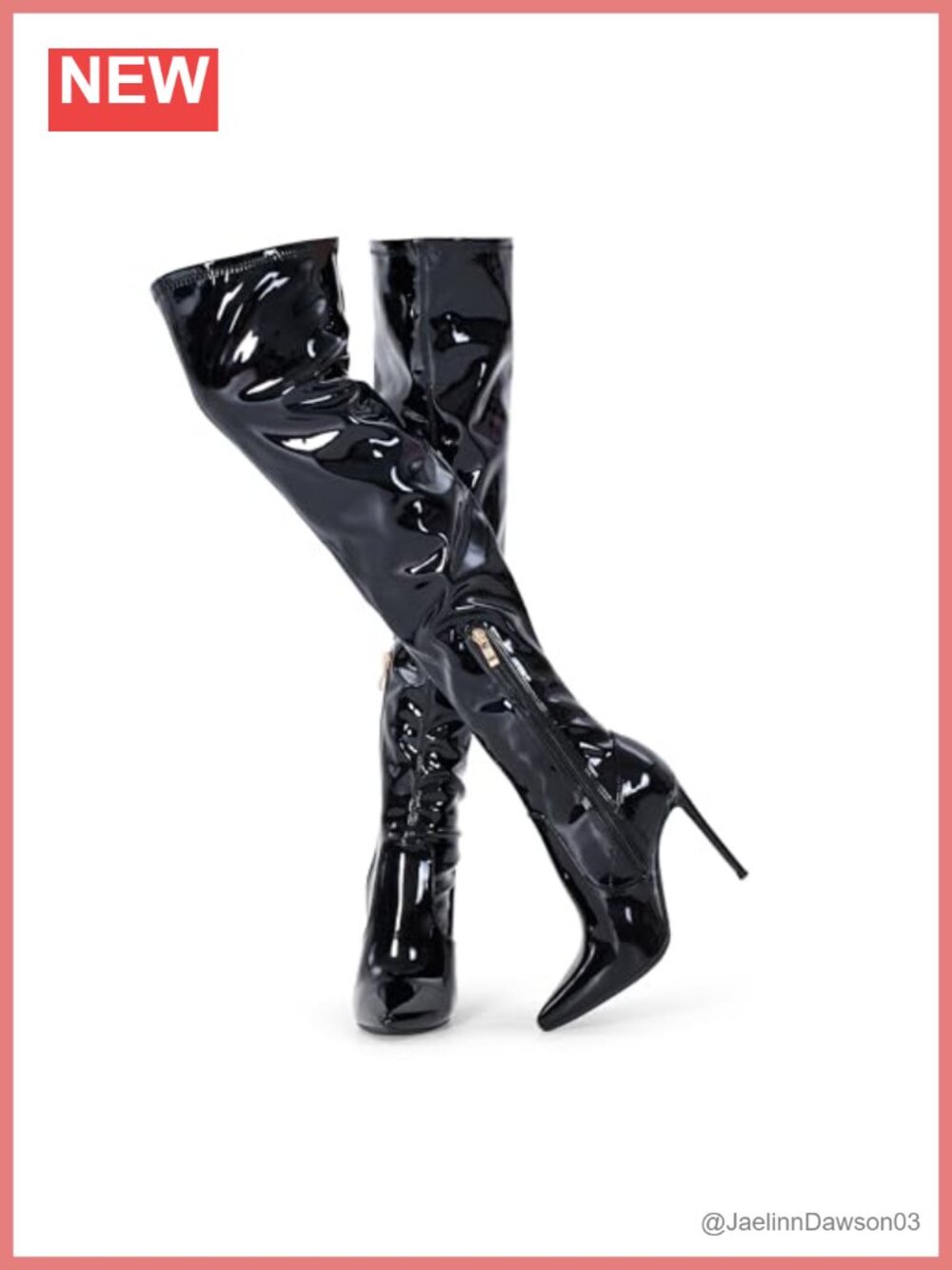 Over the Knee Boots Stiletto Pointed Toe Thigh High Heel Patent Leather